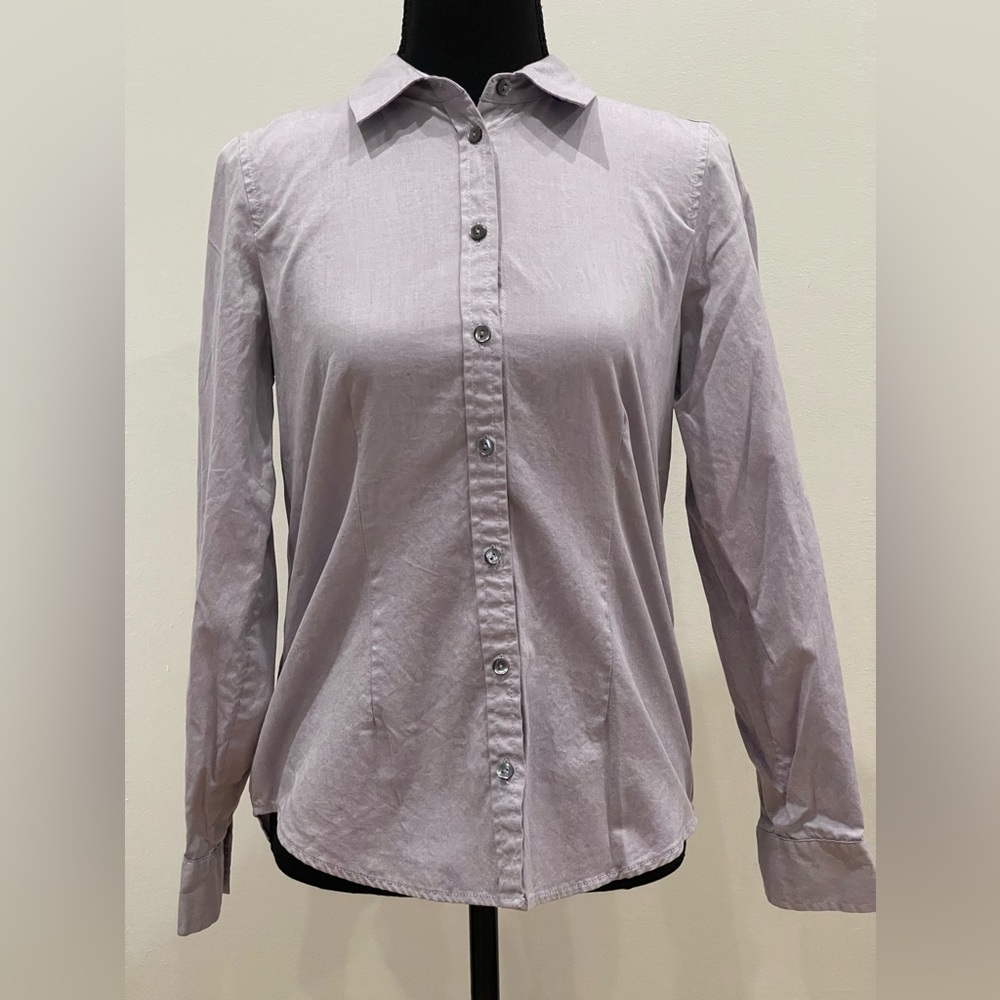 J. Jill XS Light Purple Collared Button Down Long‎ Sleeve 100% Cotton 092
